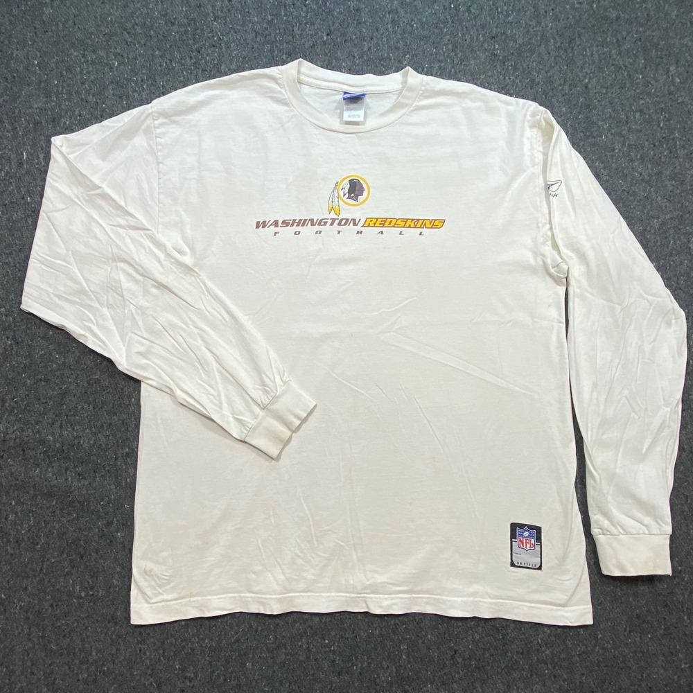 Reebok Washington Redskins Shirt XL Mens White Long Sleeve NFL Graphic Tee R243A